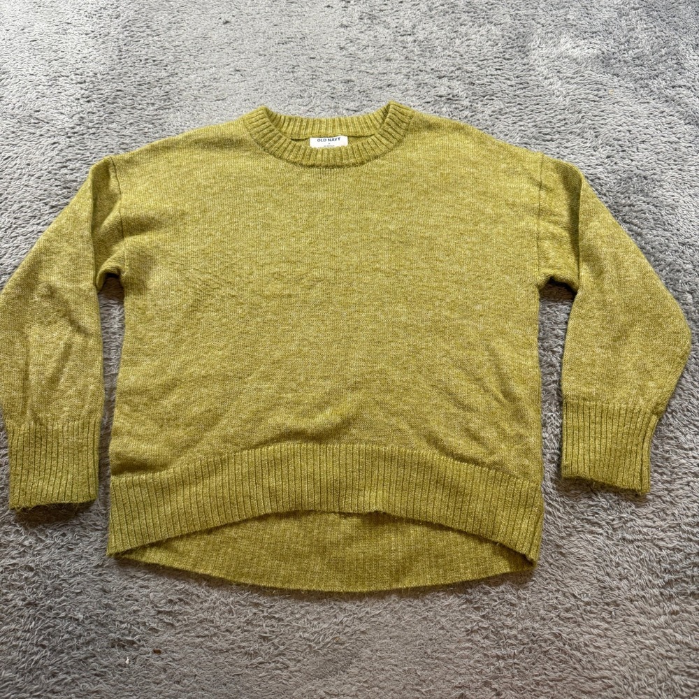 Old Navy Sweater Womens Medium M Green Chartreuse Go-Recycled Crewneck Pullover